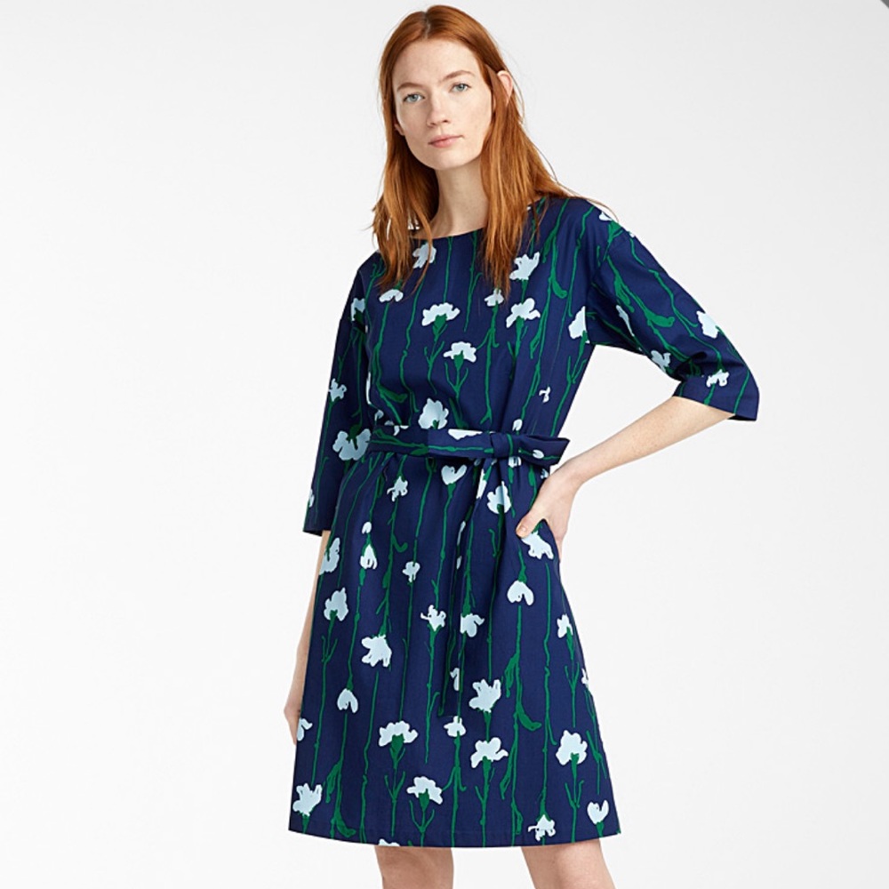 Marimekko Tarika Viivakukka Line Flower Dress NWT Size 34 / US XS